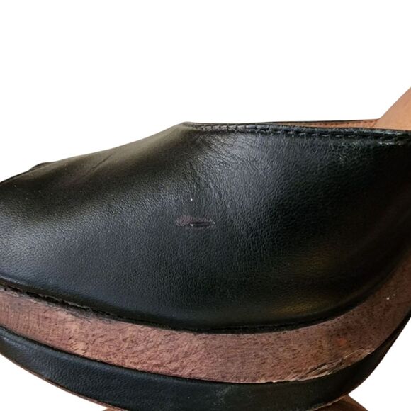 Corso Como Shoes Womens 6 Black Leather Ankle Strap Peep Toe Platform Heels - Picture 5 of 13